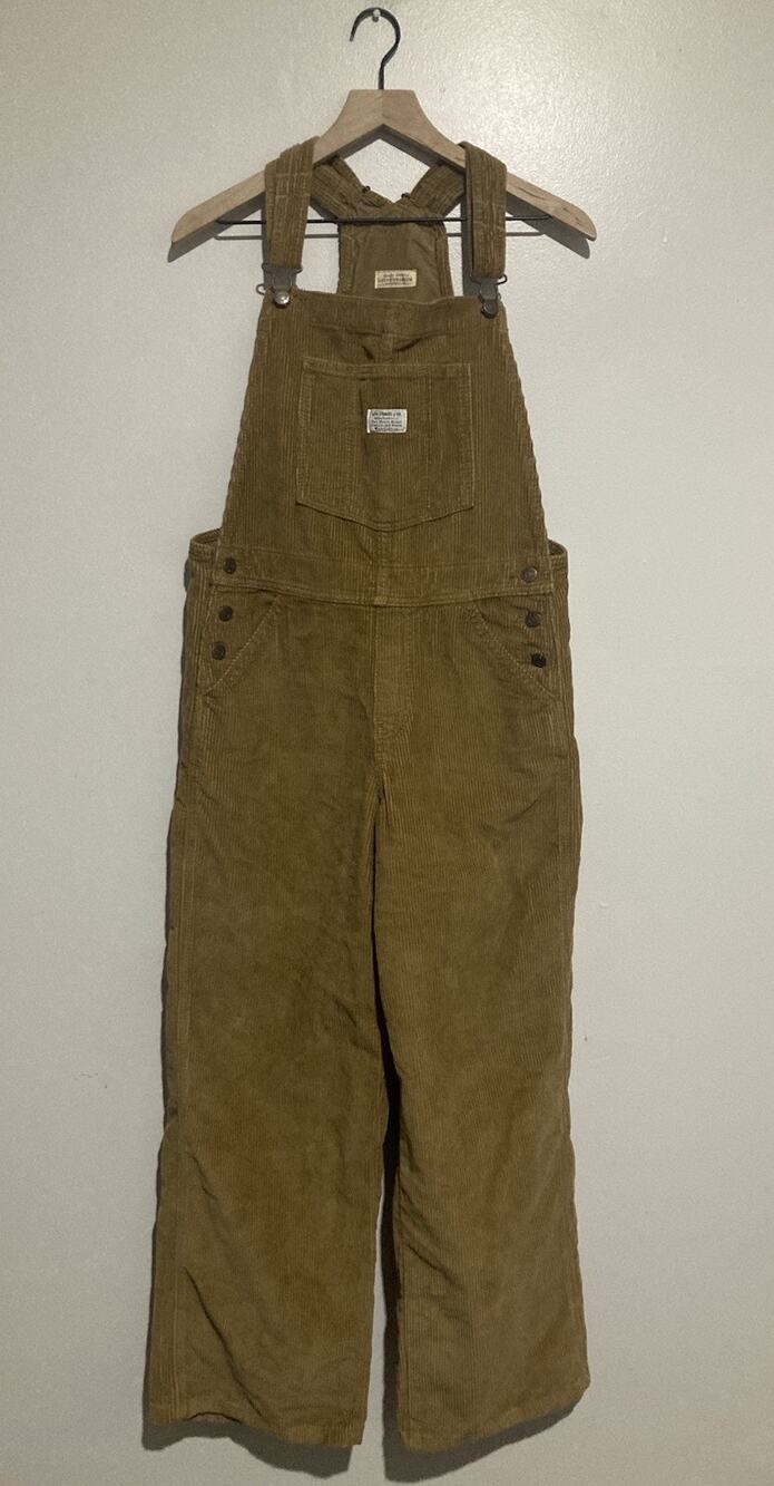 Levi's Premium Big E Baggy Corduroy Overalls Ermine Tan Womens M Wide Leg
